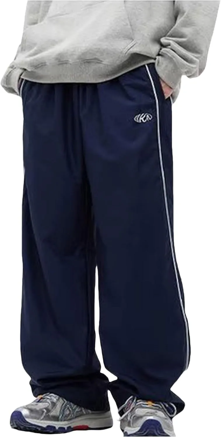 Y2k Track Pants Men Baggy Sweatpants Loose Striped Parachute Pants Wide Leg Hip Hop Streetwear