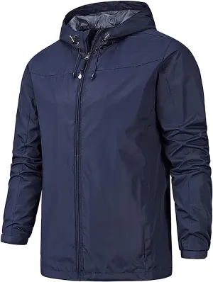 Ymosrh Jacket Lightweight Waterproof Rain Jacket with Hood Outdoor Raincoat Softshell Jacket for Hiking Travel, XL-5XL