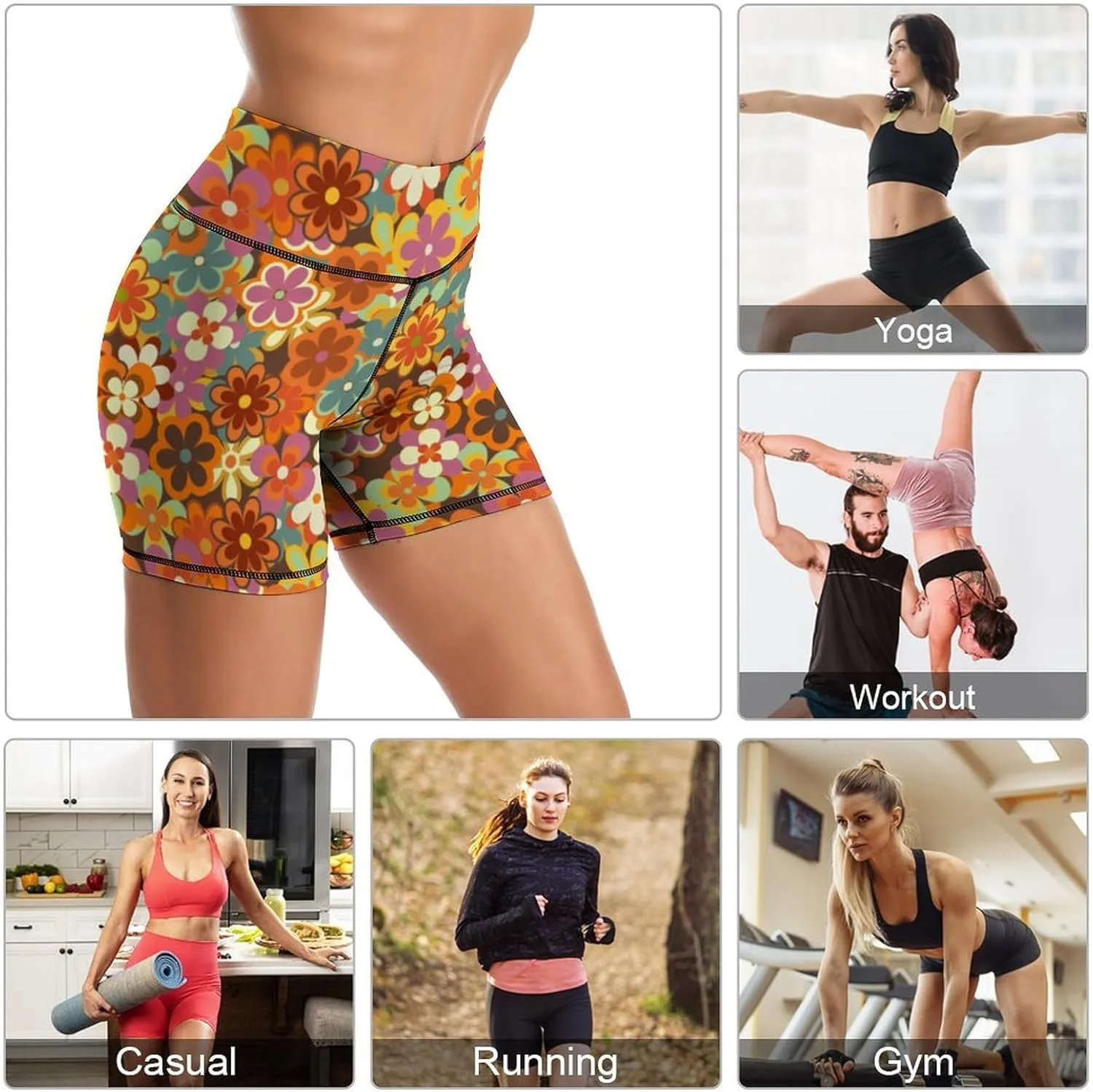 Yoga Shorts High Waisted Tummy Control Biker Shorts for Womens Athletic Running Workout Gym Tennis Shorts