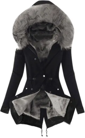 YRAETENM Women's Winter Coats Winter Sherpa Lined Faux Fur Mid Long Parkas Anoraks Thicken Warm Hooded Military Jacket Coats