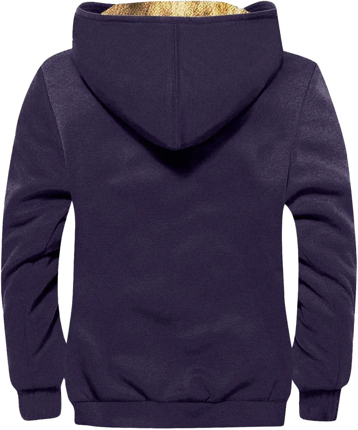 ZEFOTIM Fleece Lined Jacket Men Oversized Tall and Big Work Winter Coat Men with Hood Plus Size Plain Casual Hoodie