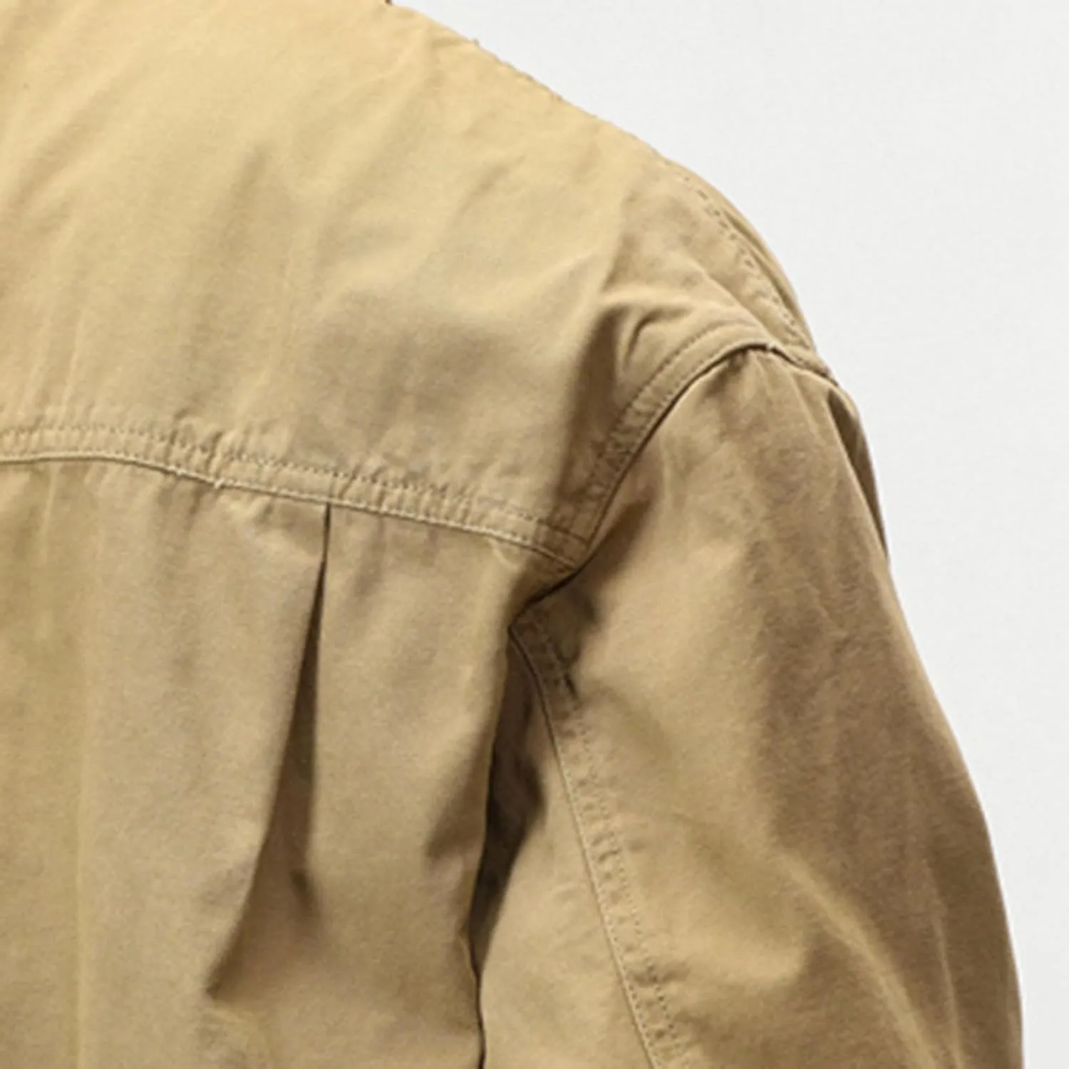 Zeiyignr Men's Lightweight Trucker Jacket Casual Cotton Work Jackets Turn-Down Collar Cargo Jacket Full Zip Coat with Pockets