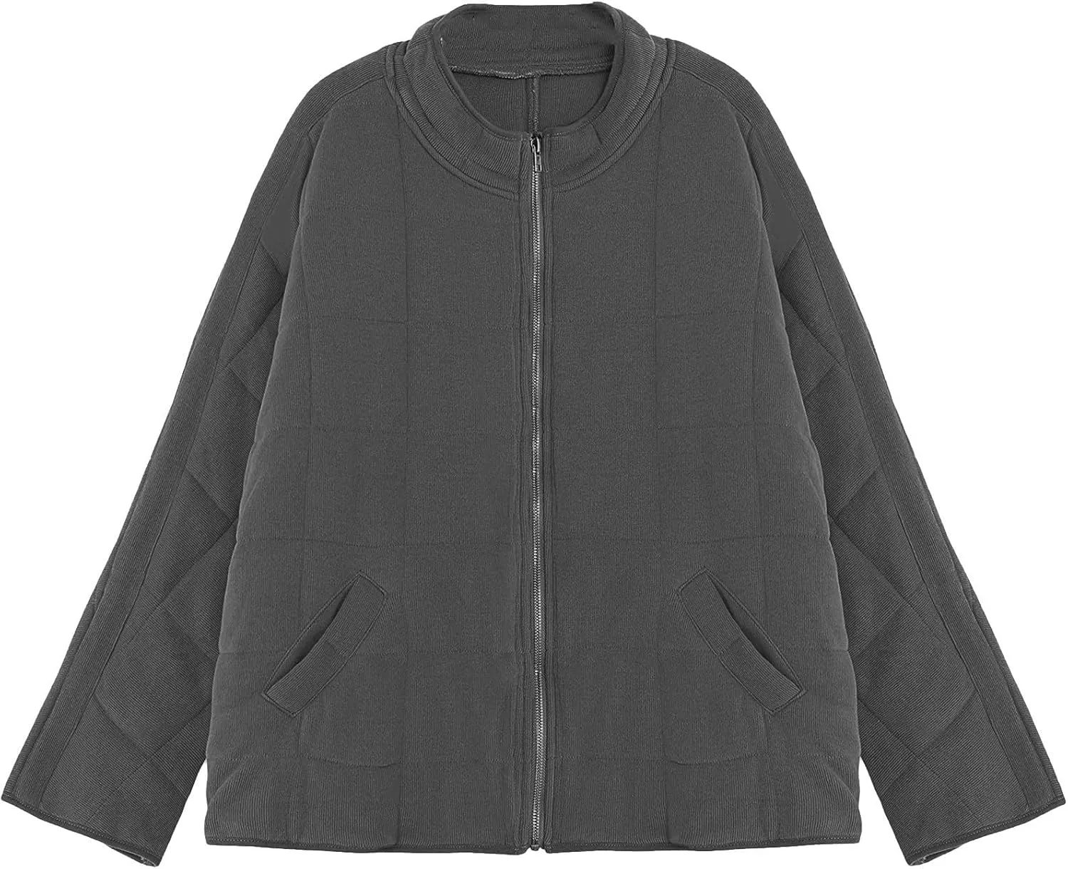 Zip Up Women's Diamond Quilted Jackets Warm Winter 2023 Western Quilted Coats Classic Long Sleeve Cotton Padded Down