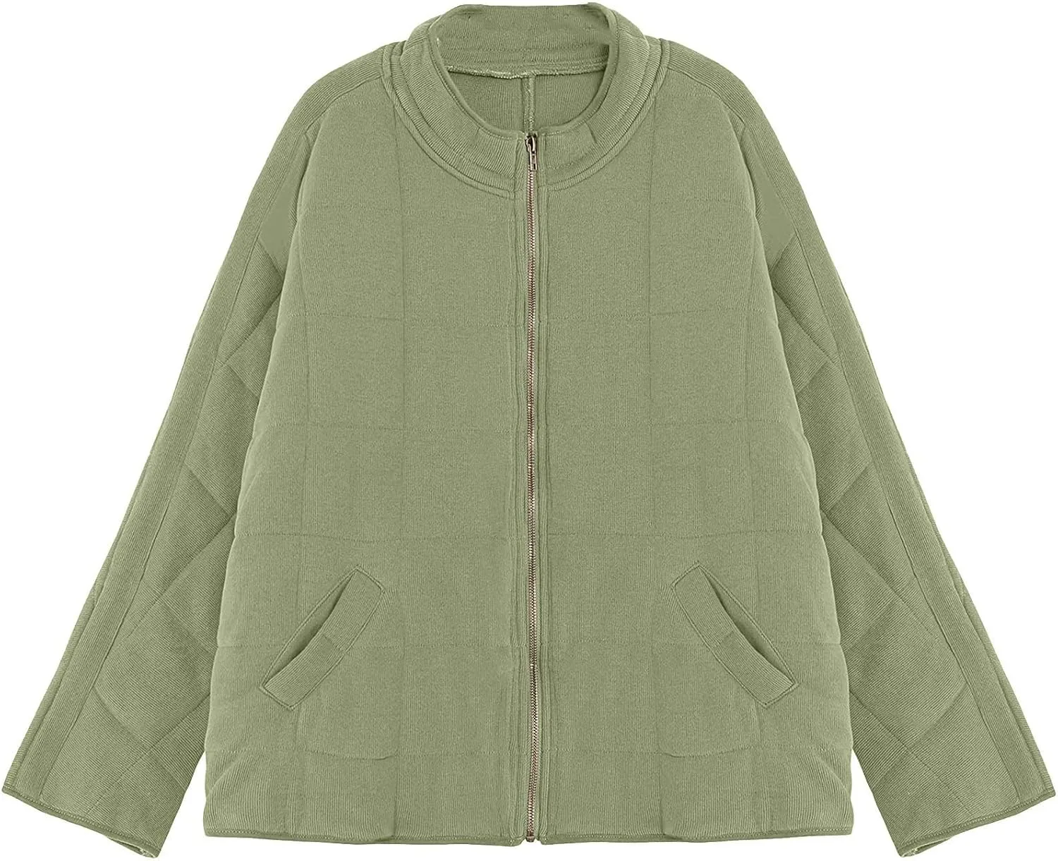 Zip Up Women's Diamond Quilted Jackets Warm Winter 2023 Western Quilted Coats Classic Long Sleeve Cotton Padded Down
