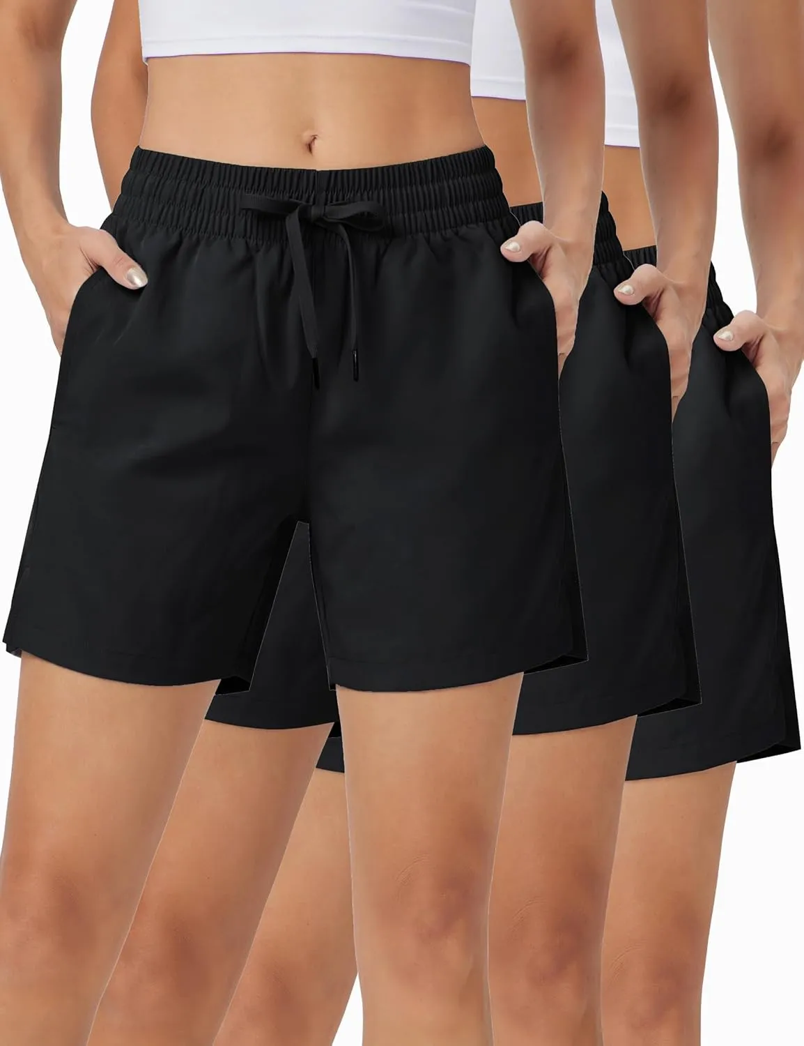ZUTY 3 Pack 5" Womens Athletic Shorts Basic Running Shorts Lightweight Quick Dry Gym Workout Shorts with Pockets