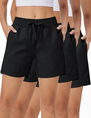 ZUTY 3 Pack 5" Womens Athletic Shorts Basic Running Shorts Lightweight Quick Dry Gym Workout Shorts with Pockets